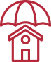 Picto rouge d'illustration de la catégorie assurance habitation.