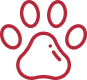 Picto rouge d'illustration de la catégorie assurance animaux.